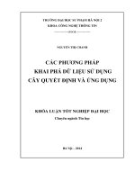 Các phương pháp khai phá dữ liệu sử dụng cây quyết định và ứng dụng