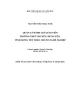 Quản lý đánh giá giáo viên trường THPT Chuyên Hưng yên, tỉnh Hưng Yên theo chuẩn nghề nghiệp (tt)