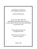Quản lý dạy học môn Toán theo định hướng phát triển năng lực của học sinh ở trường THPT chuyên Hưng Yên (tt)