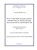 Quản lý hoạt động giáo dục đạo đức cho học sinh các trường tiểu học quận Hai Bà Trưng  thành phố Hà Nội (Luận văn thạc sĩ)