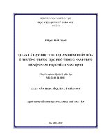 Quản lý dạy học theo quan điểm phân hóa ở trường trung học phổ thông Nam Trực huyện Nam Trực tỉnh Nam Định (Luận văn thạc sĩ)