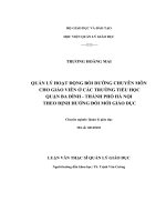 Quản lý hoạt động bồi dưỡng chuyên môn cho giáo viên ở các trường tiểu học quận Ba Đình, thành phố Hà Nội theo định hướng đổi mới giáo dục (Luận văn thạc sĩ)