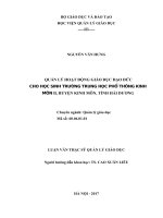 Quản lý hoạt động giáo dục đạo đức cho học sinh Trường THPT Kinh Môn II, huyện Kinh Môn, tỉnh Hải Dương (Luận văn thạc sĩ)