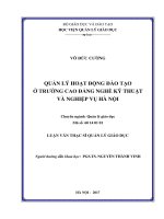 Quản lý hoạt động đào tạo ở Trường Cao đẳng nghề Kỹ thuật và Nghiệp vụ Hà Nội (Luận văn thạc sĩ)