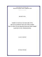 Nghiên cứu đề xuất sử dụng bền vững một số loại hình sử dụng đất nông nghiệp phục vụ công tác quy hoạch sử dụng đất nông nghiệp tại huyện tứ kỳ, tỉnh hải dương ( Luận án tiến sĩ)