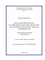 Quản lý hoạt động đánh giá dựa trên độ chuẩn phát triển trẻ em 5 tuổi tại các trường mầm non huyện Thanh Trì thành phố Hà Nội (Luận văn thạc sĩ)