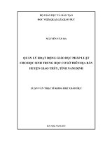 Quản lý hoạt động GDPL cho học sinh THCS trên địa bàn huyện Giao Thủy, tỉnh Nam Định (Luận văn thạc sĩ)