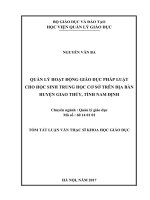 Quản lý hoạt động GDPL cho học sinh THCS trên địa bàn huyện Giao Thủy, tỉnh Nam Định (tt)