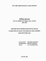 Mô hình tăng trưởng kinh tế của solow và khả năng áp dụng vào đánh giá tăng trưởng kinh tế ở việt nam 
