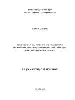 THỰC TRẠNG VÀ GIẢI PHÁP NÂNG CAO NHẬN THỨC VỀ SỨC KHỎE SINH SẢN CỦA HỌC SINH TRƯỜNG THPT TRÀNG ĐỊNH, HUYỆN TRÀNG ĐỊNH, TỈNH LẠNG SƠN