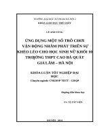 Ứng dụng một số trò chơi vận động nhằm phát triển sự khéo léo cho học sinh nữ khối 10 trường THPT Cao Bá Quát - Gia Lâm - Hà Nội