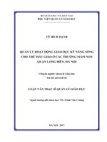 Quản lý hoạt động GDKNS cho trẻ mẫu giáo ở các trường mầm non quận Long Biên, Hà Nội (Luận văn thạc sĩ)