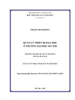 Quản lý thiết bị dạy học ở trường Đại học Hà Nội (Luận văn thạc sĩ)