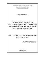 Tìm hiểu hứng thú học tập môn tự nhiên và xã hội của học sinh lớp 3, trường tiểu học tiên dương huyện đông anh   hà nội (2014) 