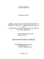 Quản lý ứng dụng công nghệ thông tin trong dạy học ở các trường trung học cơ sở thành phố Hà Nội đáp ứng yêu cầu đổi mới giáo dục hiện nay