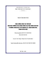 Tăng cường công tác phối hợp giữa nhà trường và gia đình trong các hoạt động giáo dục ở trường THCS Hoàng Liệt, quận Hoàng Mai, thành phố Hà Nội (Luận văn thạc sĩ)