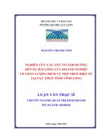 Nghiên cứu các yếu tố ảnh hưởng đến sự hài lòng của doanh nghiệp về chất lượng dịch vụ nộp thuế điện tử tại Cục Thuế tỉnh Vĩnh Long