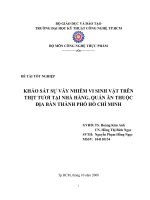 KHẢO sát sự vấy NHIỄM VI SINH vật TRÊN THỊT tươi tại NHÀ HÀNG, QUÁN ăn THUỘC địa bàn THÀNH PHỐ hồ CHÍ MINH 