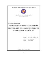 NGHIÊN cứu QUY TRÌNH sản XUẤT BÁNH BISCUIT DAI bổ SUNG SAKE, mè và BISCUIT DAI bổ SUNG RONG BIỂN, mè 