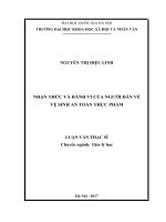 NHẬN THỨC VÀ HÀNH VI CỦA NGƯỜI DÂN VỀ VỆ SINH AN TOÀN THỰC PHẨM