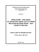 Đồng nghĩa   trái nghĩa và vấn đề dạy nghĩa của từ trong mối quan hệ đồng nghĩa   trái nghĩa ở tiểu học (2014) 