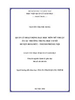 Quản lý hoạt động dạy học môn mỹ thuật ở các trường THCS huyện Hoài Đức  thành phố Hà Nội (Luận văn thạc sĩ)