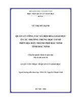 Quản lý công tác xã hội hóa giáo dục ở các trường THCS trên địa bàn thành phố Bắc Ninh tỉnh Bắc Ninh (Luận văn thạc sĩ)