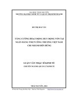 Tăng cường hoạt động huy động vốn tại ngân hàng TMCP công thương việt nam chi nhánh đền hùng (Luận án tiến sĩ)