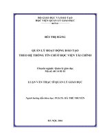 Quản lý hoạt động đào tạo theo hệ thống tín chỉ ở Học viện Tài chính (Luận văn thạc sĩ)