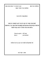 HOÀN THIỆN kế TOÁN QUẢN TRỊ CHI PHÍ TRONG các DOANH NGHIỆP KINH DOANH dược PHẨM TRÊN địa bàn TỈNH THANH hóa tt