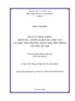 Quản lý hoạt động kiểm tra  đánh giá kết quả học tập của học sinh trường THPT Yên Hòa, Hà Nội (Luận văn thạc sĩ)