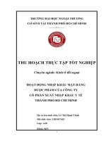 Hoạt động nhập khẩu mặt hàng dược phẩm của công ty cổ phần xuất nhập khẩu y tế thành phố hồ chí minh