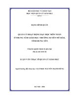 Quản lý hoạt động dạy học môn Toán ở trung tâm giáo dục thường xuyên Mỹ Hào, tỉnh Hưng Yên (Luận văn thạc sĩ)
