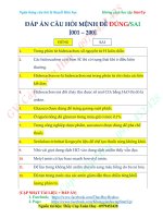 MỆNH đề ĐÚNG SAI MÔN HÓA