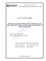 LUẬN văn QUẢN TRỊ KINH DOANH một số giải pháp nhằm nâng cao khả năng tiêu thụ hàng nông sản của doanh nghiệp tư nhân tâm toàn  
