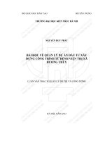 Bài học về quản lý dự án đầu tư xây dựng công trình từ bệnh viện thị xã hương thuỷ (TT) 