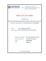 MỘT số GIẢI PHÁP NHẰM HOÀN THIỆN CÔNG tác QUẢN lý NHÂN sự tại CÔNG TY cổ PHẦN đầu tư THÁI BÌNH 