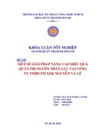 MỘT số GIẢI PHÁP NÂNG CAO HIỆU QUẢ QUẢN TRỊ NGUỒN NHÂN lực tại CÔNG TY TNHH TM XNK NGUYỄN và lê 