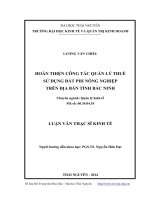 Hoàn thiện công tác quản lý thuế sử dụng đất phi nông nghiệp trên địa bàn tỉnh bắc ninh ( Luận án tiến sĩ)