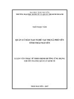 Quản lý đào tạo nghề tại thị xã Phổ Yên tỉnh Thái Nguyên (Luận văn thạc sĩ)