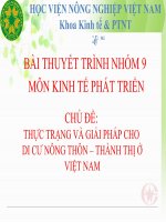 THỰC TRẠNG và GIẢI PHÁP CHO DI cư NÔNG THÔN – THÀNH THỊ ở VIỆT NAM 