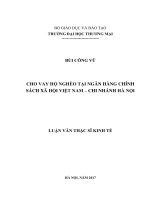 CHO VAY HỘ NGHÈO TẠI NGÂN HÀNG CHÍNH SÁCH XÃ HỘI VIỆT NAM – CHI NHÁNH HÀ NỘI