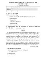 hòe De thi hoc ki 1 mon Tieng Viet lop 3 nam hoc 2017  2018 theo Thong tu 22  Co bang ma tran de thi