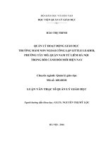 Quản lý hoạt động giáo dục trường MN ngoài công lập Little Leader, phường Tây Mỗ, quận Nam Từ Liêm Hà Nội trong bối cảnh đổi mới hiện nay (Luận văn thạc sĩ)