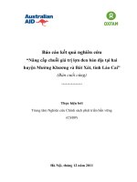 Báo cáo kết quả nghiên cứu “Nâng cấp chuỗi giá trị lợn đen bản địa tại hai huyện Mường Khương và Bát Xát, tỉnh Lào Cai”