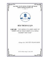 tác ðộng của ðiều kiện tự nhiên ðối với phát triển nông nghiệp ở việt nam 