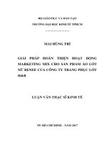 Giải pháp hoàn thiện hoạt động marketing mix cho sản phẩm áo lót nữ benee của công ty trang phục lót hb 