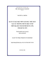 Quản lý dạy học môn giáo dục thể chất tại các trường trung học cơ sở trên địa bàn thành phố hưng yên, tỉnh hưng yên  