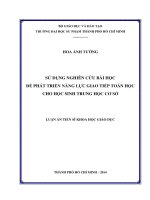 Sử dụng nghiên cứu bài học để phát triển năng lực giao tiếp toán học cho học sinh trung học cơ sở ( Luận án tiến sĩ)