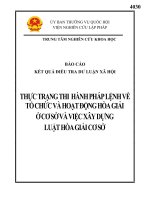 THỰC TRẠNG THI HÀNH PHÁP LỆNH VỀ TỔ CHỨC VÀ HOẠT ĐỘNG HÒA GIẢI Ở CƠ SỞ VÀ VIỆC XÂY DỰNG LUẬT HÒA GIẢI CƠ SỞ